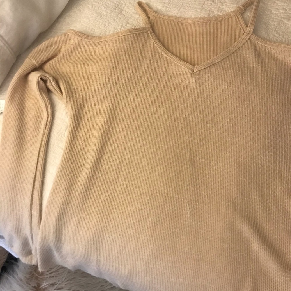 Cream Cold a Shoulder Sweater